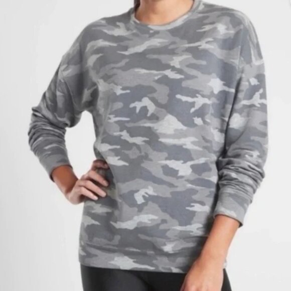 Athleta Tops - Athleta Balance Pullover Sweatshirt Camo Gray Size L